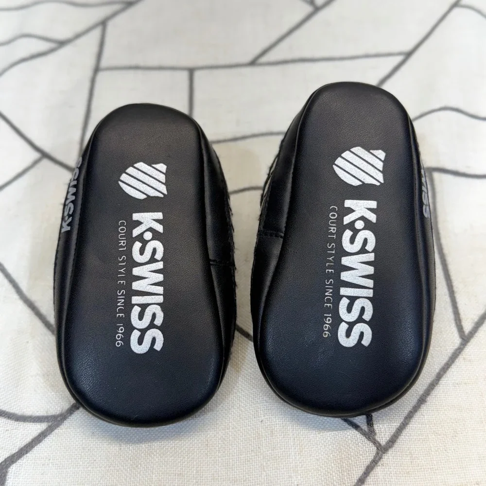 K-Swiss Sneakers Size 3 Black Metallic Pewter Soft Sole Infant Crib Shoes